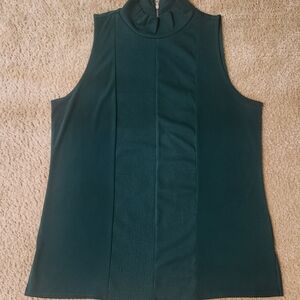 Worthington Green High Low Tank Top with Mandarin Collar